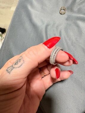 Sparkling Multi-Row Pave Stackable Ring - Silver Tone